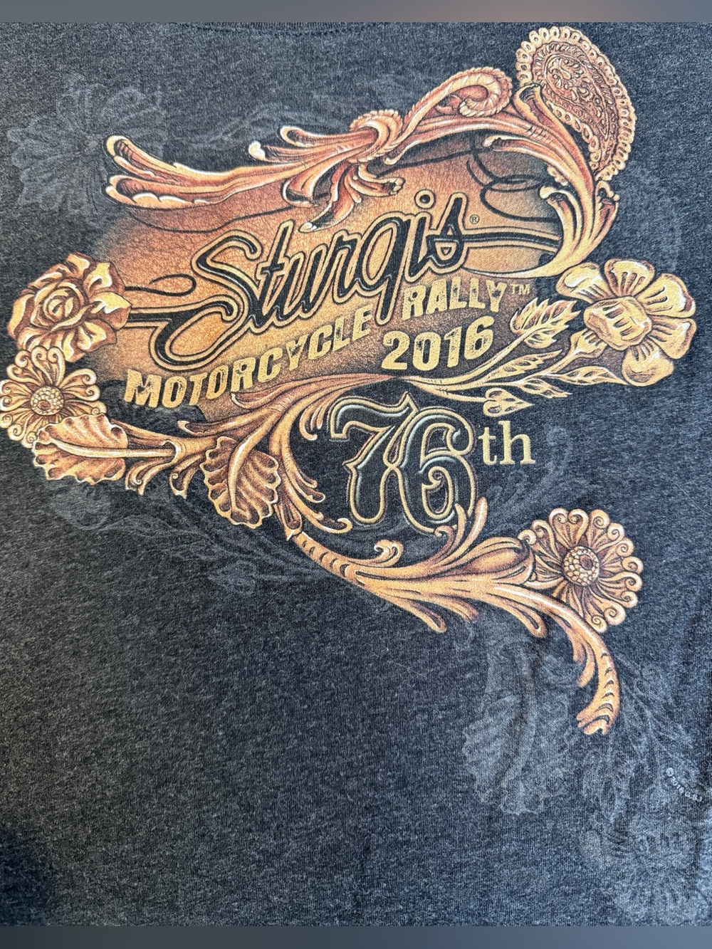 Sturgis Motorcycle Rally 2016 Dark Gray Graphic T-Shirt Womens size XLarge Rayon